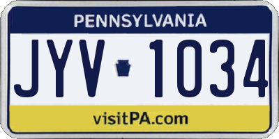 PA license plate JYV1034