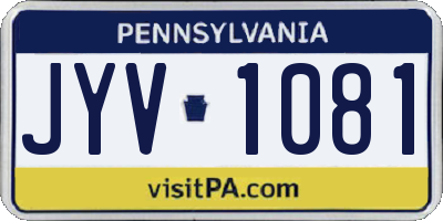 PA license plate JYV1081