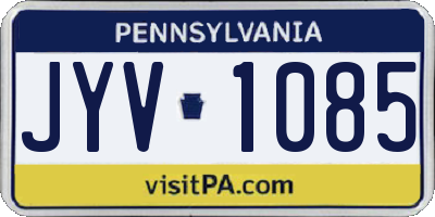 PA license plate JYV1085
