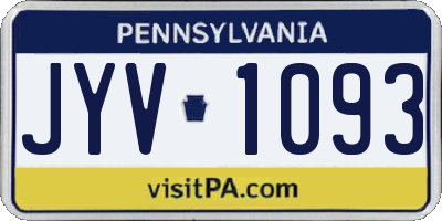 PA license plate JYV1093