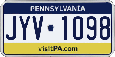 PA license plate JYV1098