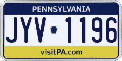 PA license plate JYV1196