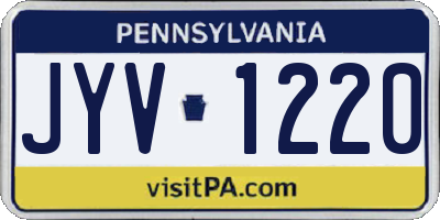 PA license plate JYV1220