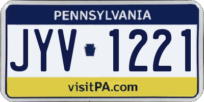 PA license plate JYV1221
