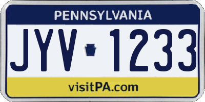 PA license plate JYV1233