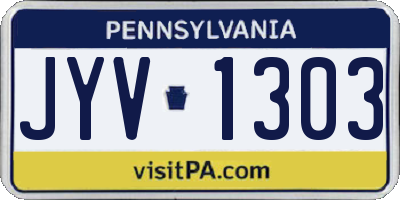 PA license plate JYV1303