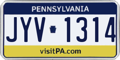 PA license plate JYV1314