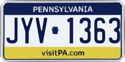 PA license plate JYV1363