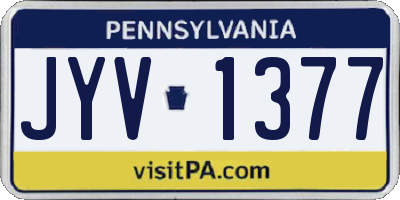 PA license plate JYV1377