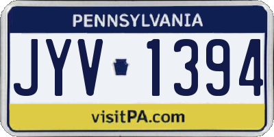 PA license plate JYV1394
