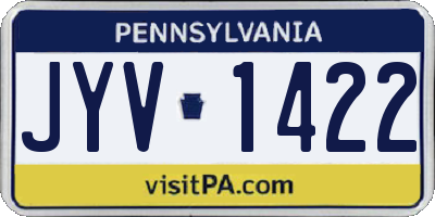 PA license plate JYV1422