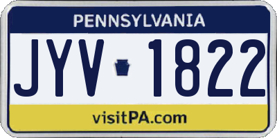 PA license plate JYV1822