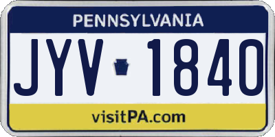 PA license plate JYV1840