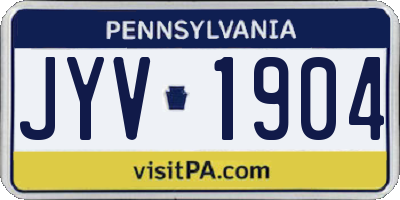 PA license plate JYV1904