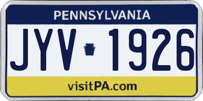 PA license plate JYV1926