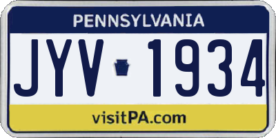 PA license plate JYV1934