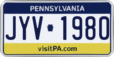 PA license plate JYV1980