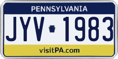 PA license plate JYV1983