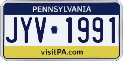 PA license plate JYV1991