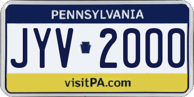 PA license plate JYV2000
