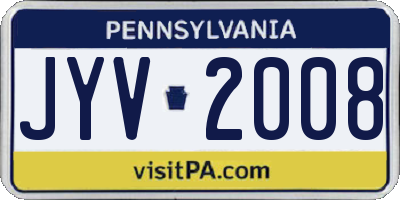 PA license plate JYV2008
