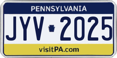 PA license plate JYV2025