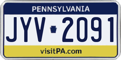 PA license plate JYV2091
