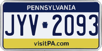 PA license plate JYV2093