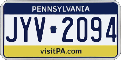 PA license plate JYV2094