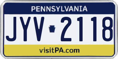 PA license plate JYV2118