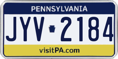 PA license plate JYV2184