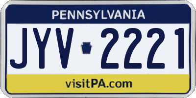 PA license plate JYV2221