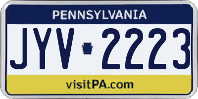 PA license plate JYV2223