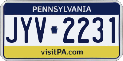 PA license plate JYV2231