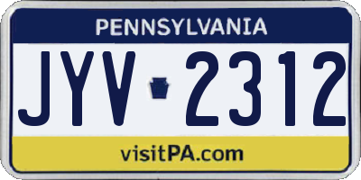PA license plate JYV2312