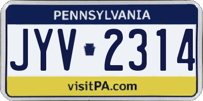 PA license plate JYV2314