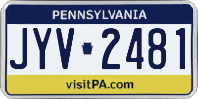 PA license plate JYV2481