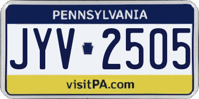 PA license plate JYV2505