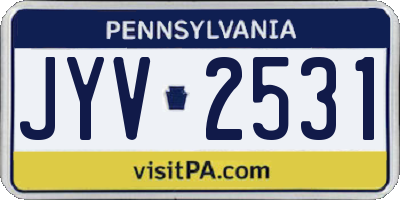 PA license plate JYV2531