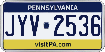 PA license plate JYV2536