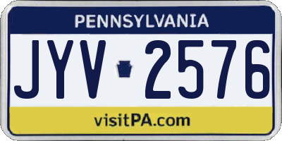 PA license plate JYV2576