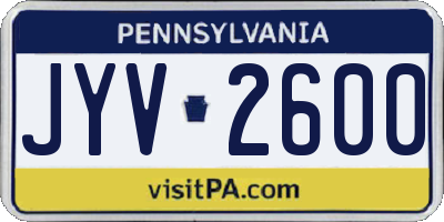 PA license plate JYV2600