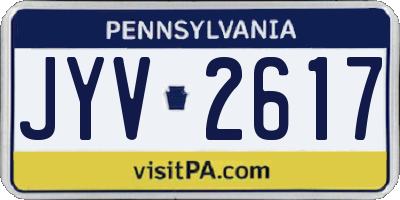 PA license plate JYV2617