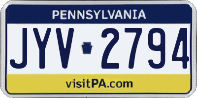PA license plate JYV2794
