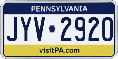PA license plate JYV2920