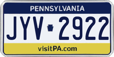 PA license plate JYV2922