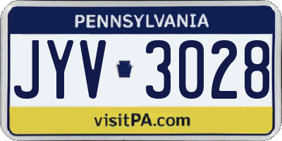 PA license plate JYV3028