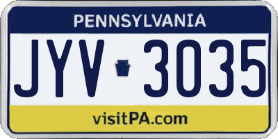 PA license plate JYV3035