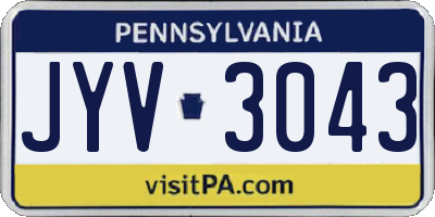 PA license plate JYV3043