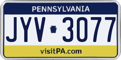 PA license plate JYV3077